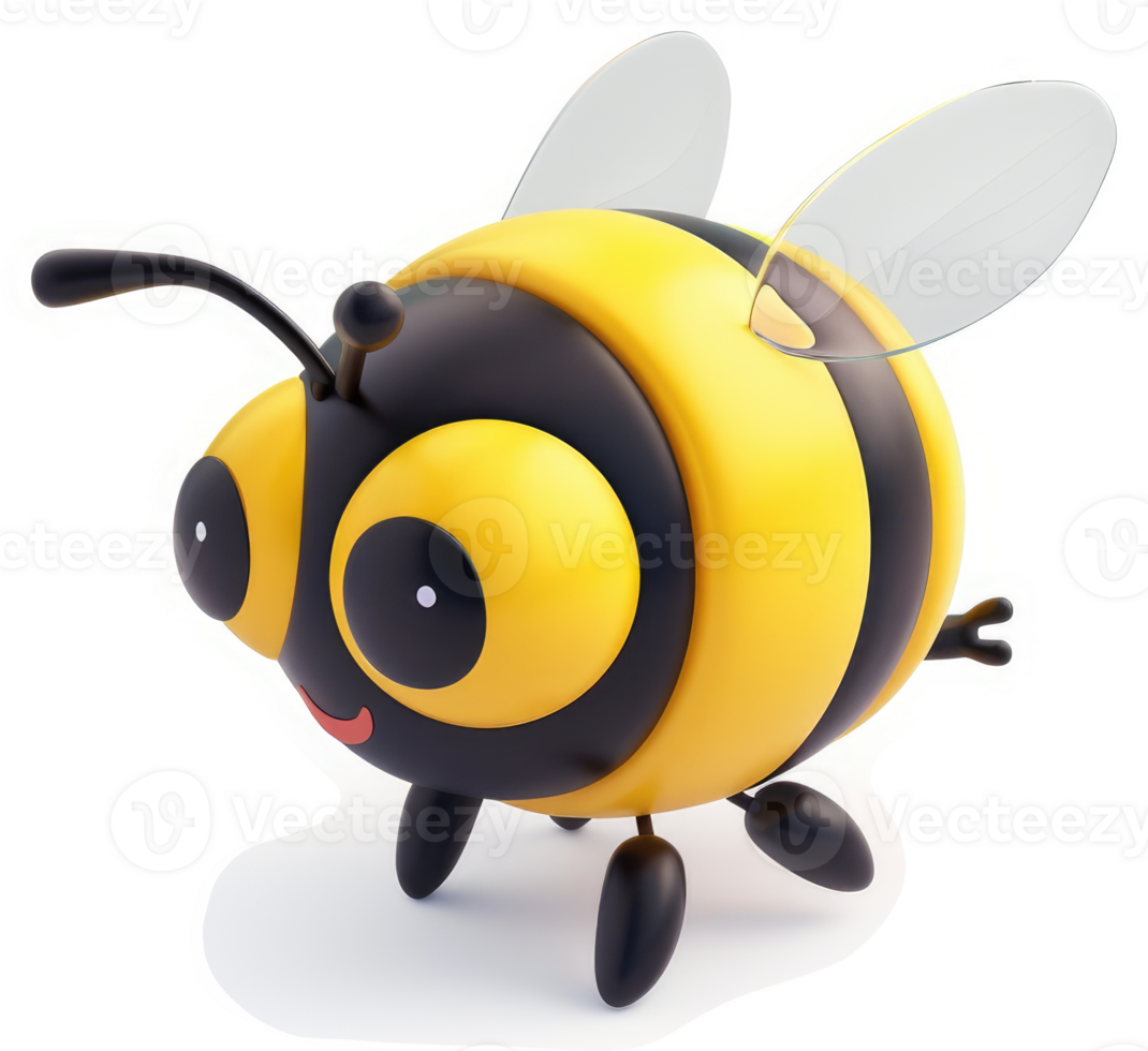 Cute cartoon bee illustration in a playful pose. png