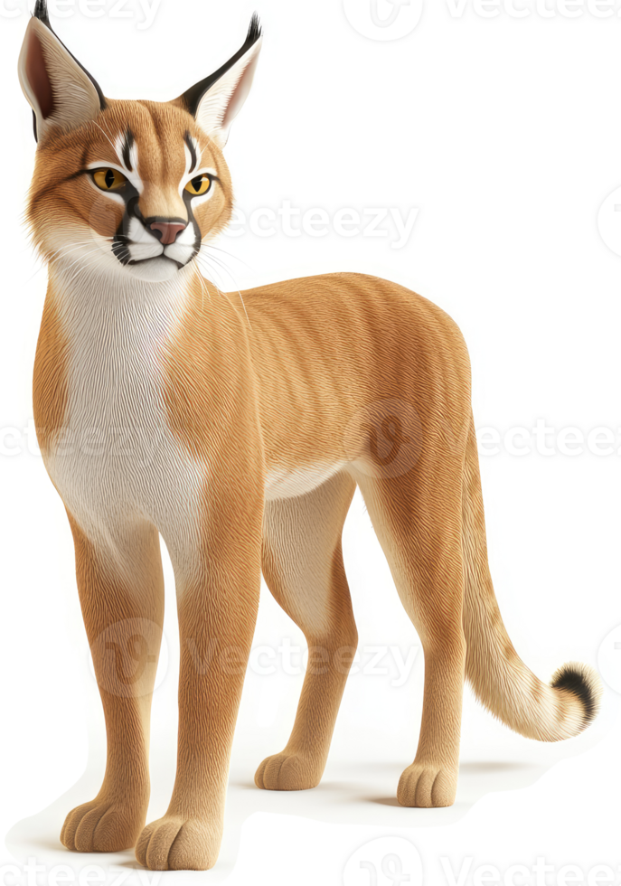 Caracal, a medium-sized wildcat, stands alert. png