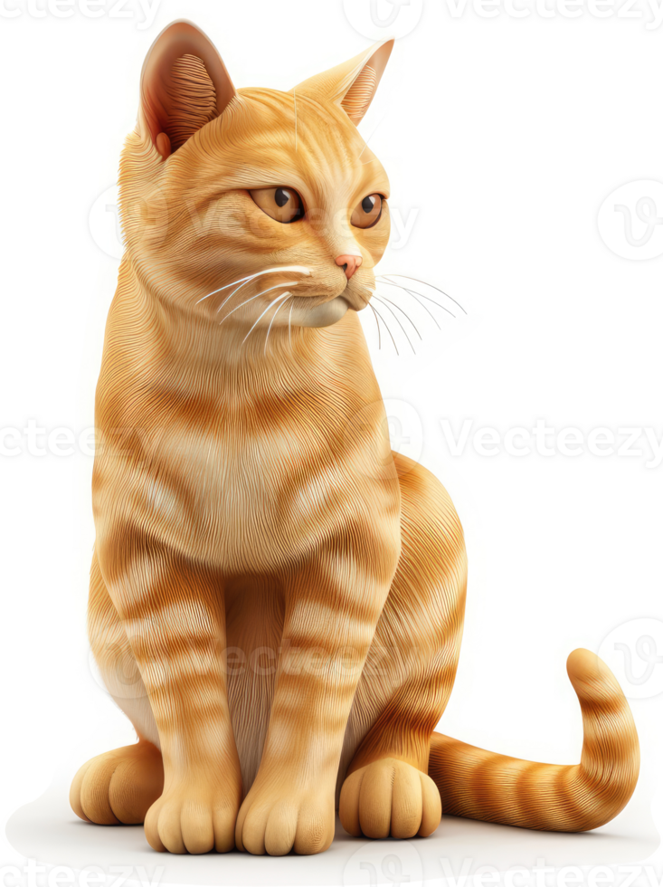 Orange tabby cat in a seated position. png