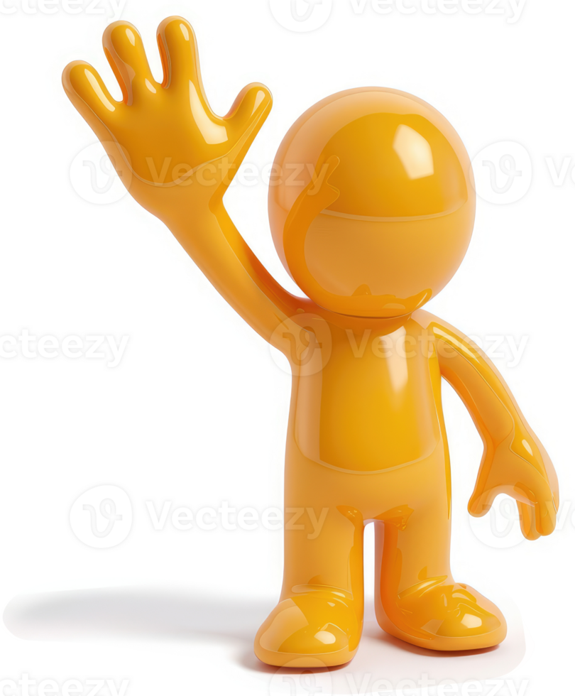 Friendly yellow figure is waving a greeting. png