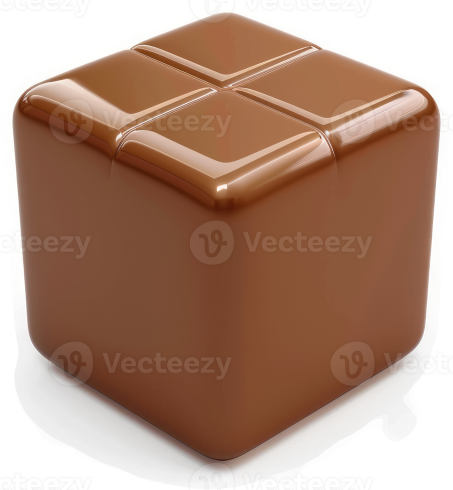 Polished, brown chocolate cube, perfect for a treat. png