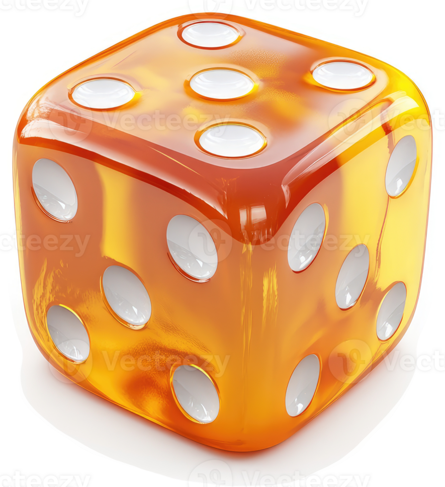 Transparent amber die with white pips. png