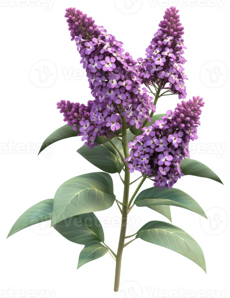 Vibrant lilac blossoms on a slender stem. png