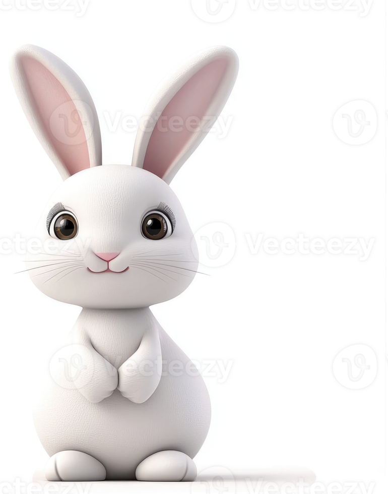Adorable white rabbit illustration against a plain background. png