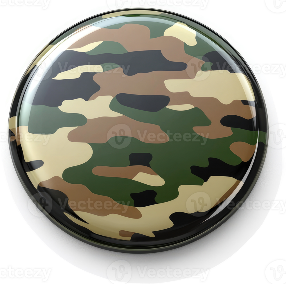 Circular, glossy, military camouflage design. png