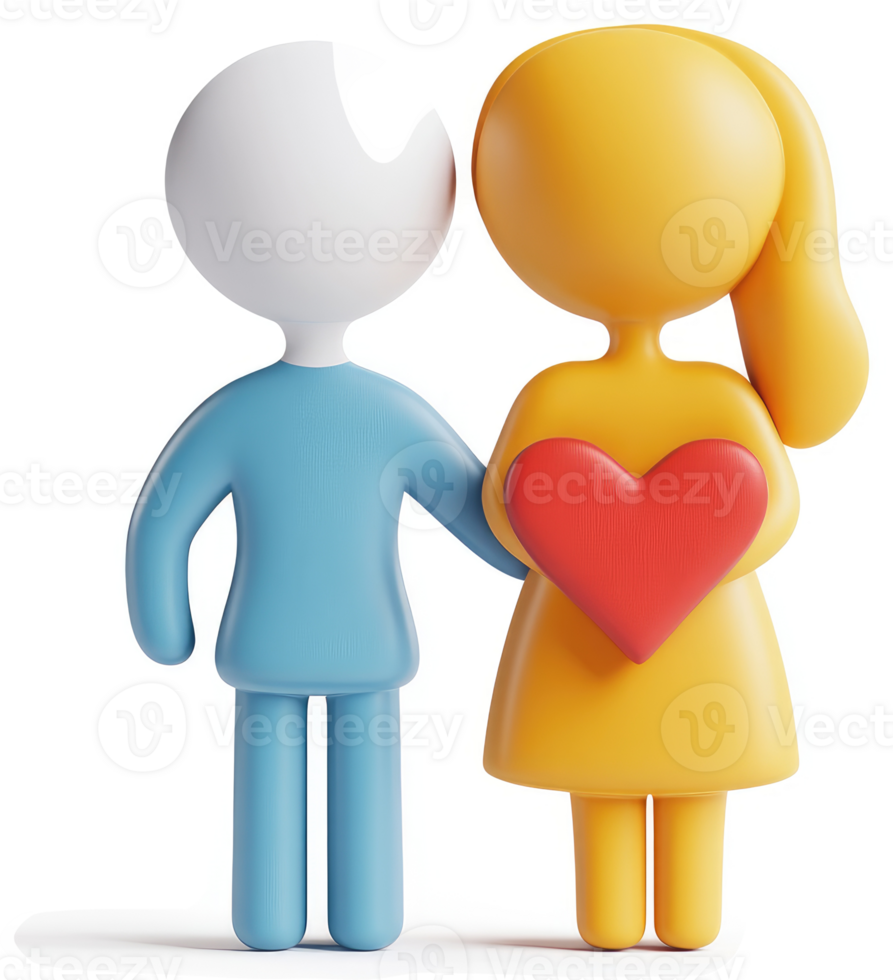 Couple holding a heart, symbolizing love and affection. png