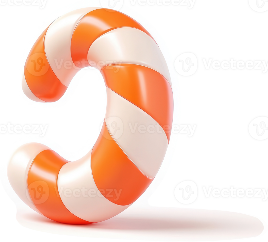 Candy cane-shaped letter c, a festive design. png