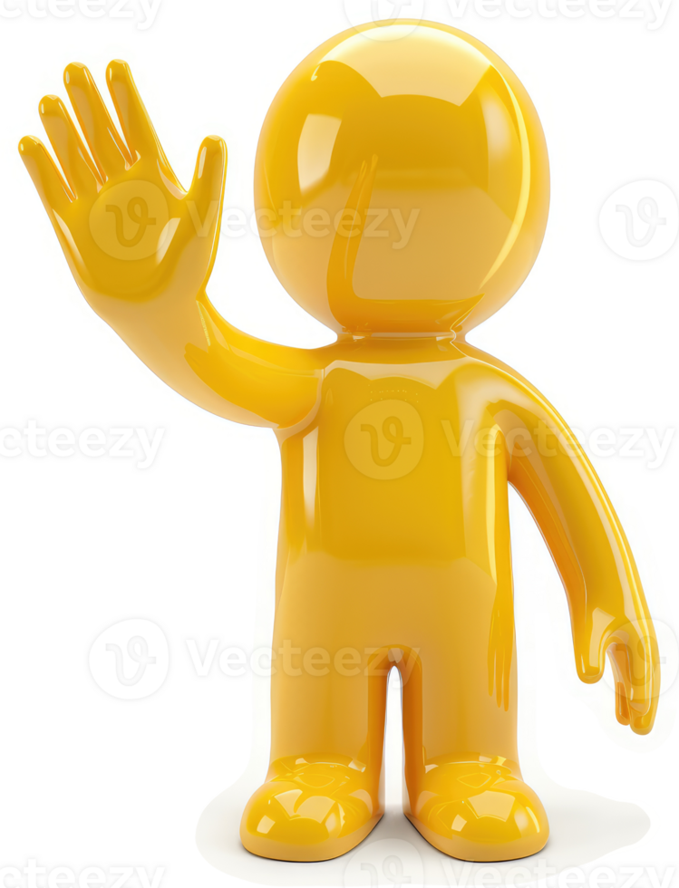 Smiling, welcoming, 3d yellow figure. png