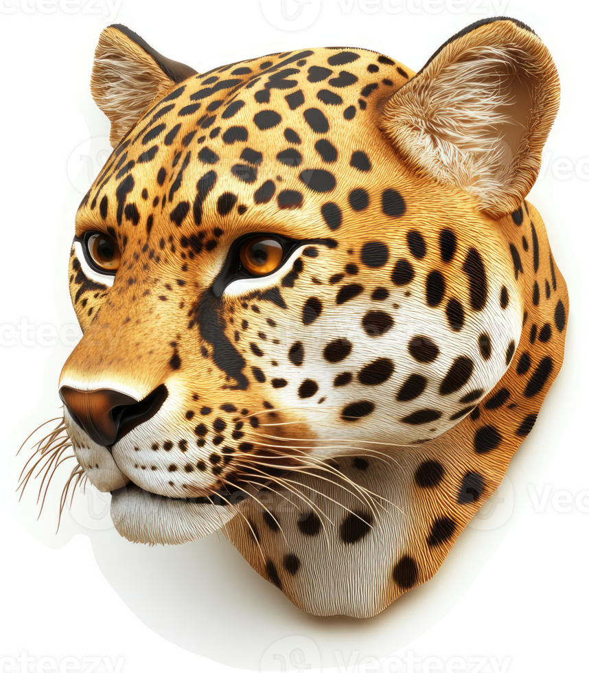 Detailed portrait of a majestic leopard head. png