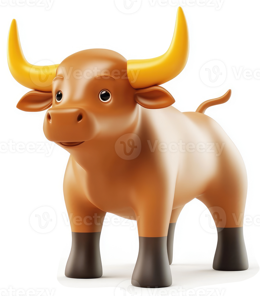 Cartoon bull with a happy expression. png