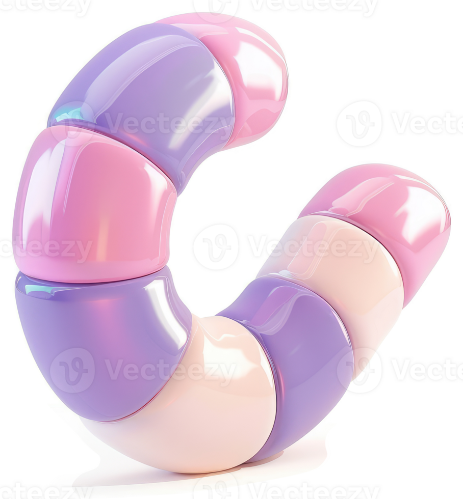 Playful, colorful letter C formed from candy-like shapes. png