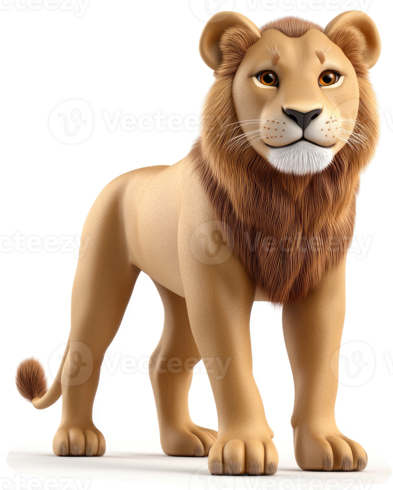 Animated lion character, full view, facing forward. png