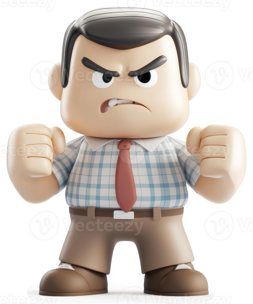 Furious cartoon character in a plaid shirt. png