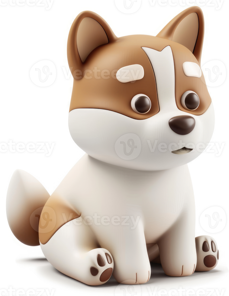 Cute cartoon puppy illustration, digitally rendered. png