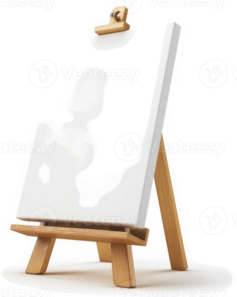 Empty easel with blank canvas, ready for artistic creation. png