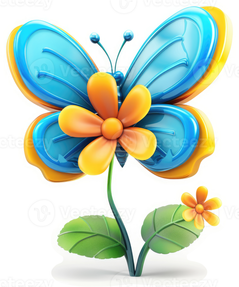 Vibrant butterfly and flower design. png