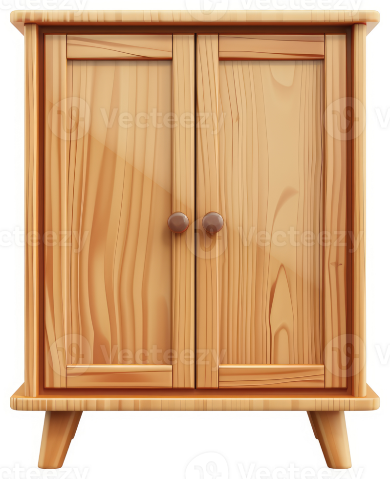Simple wooden cabinet with two doors. png