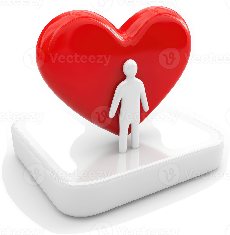 A person stands within a large red heart. png