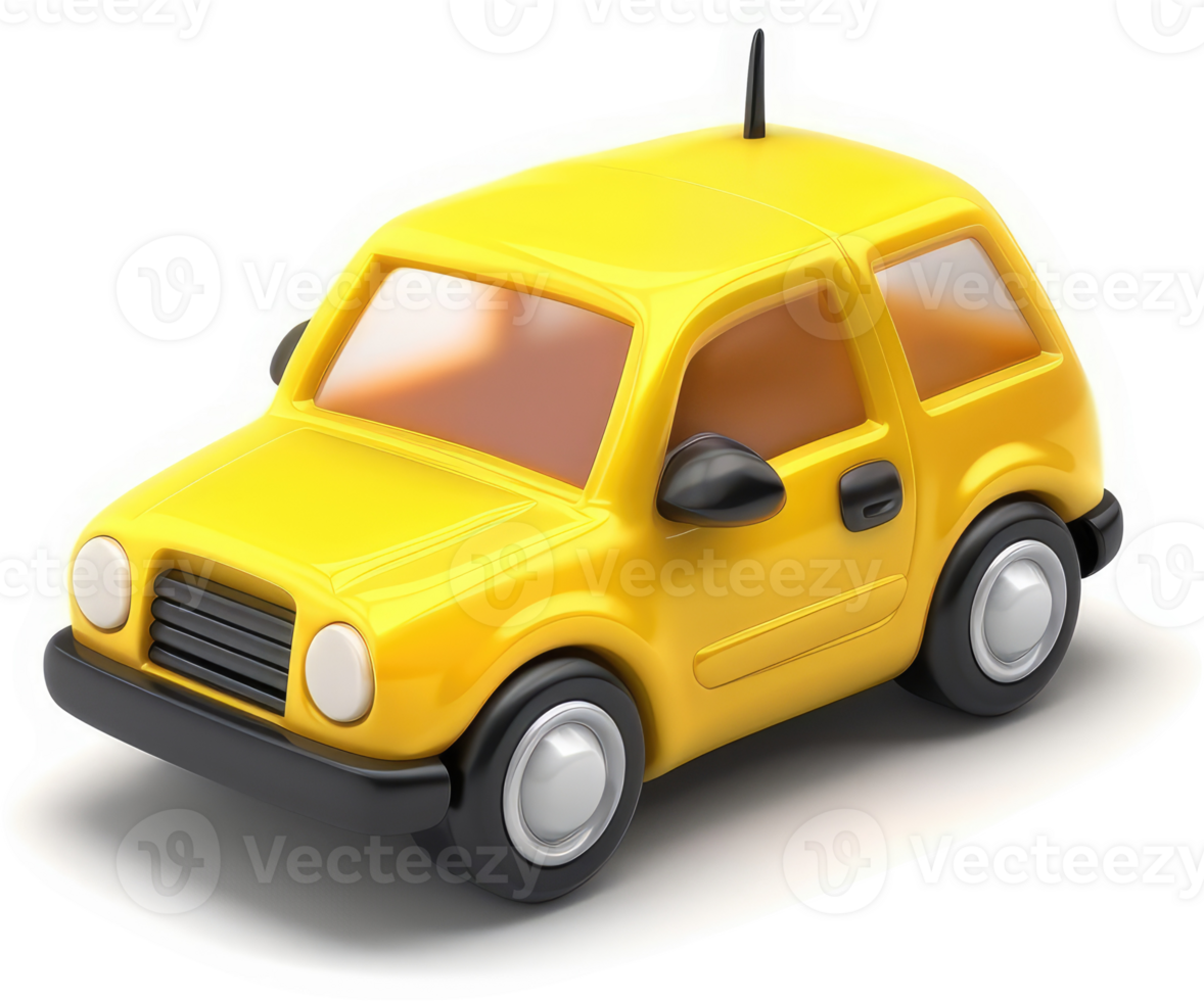 Bright yellow cartoon car illustration. png