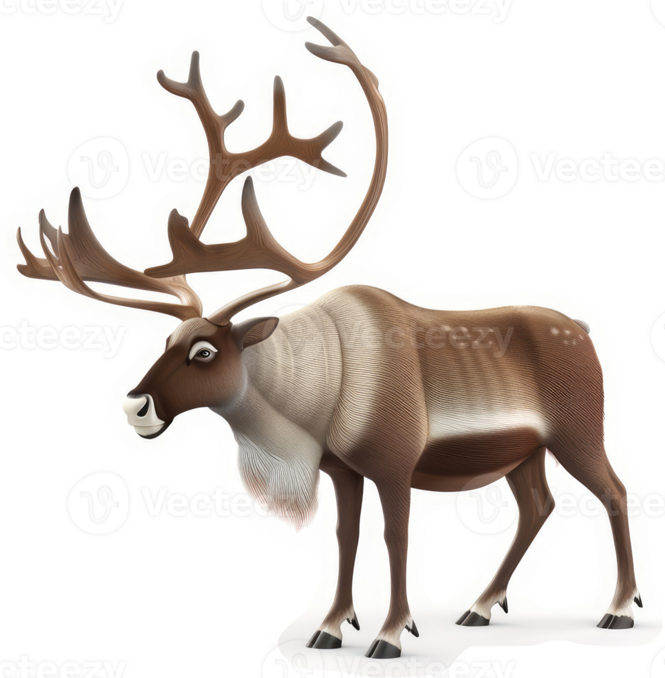 Cartoon illustration of a majestic reindeer. png