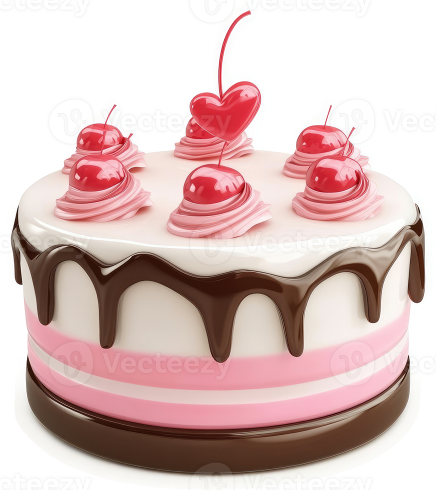 Delicious, festively decorated, round birthday cake. png