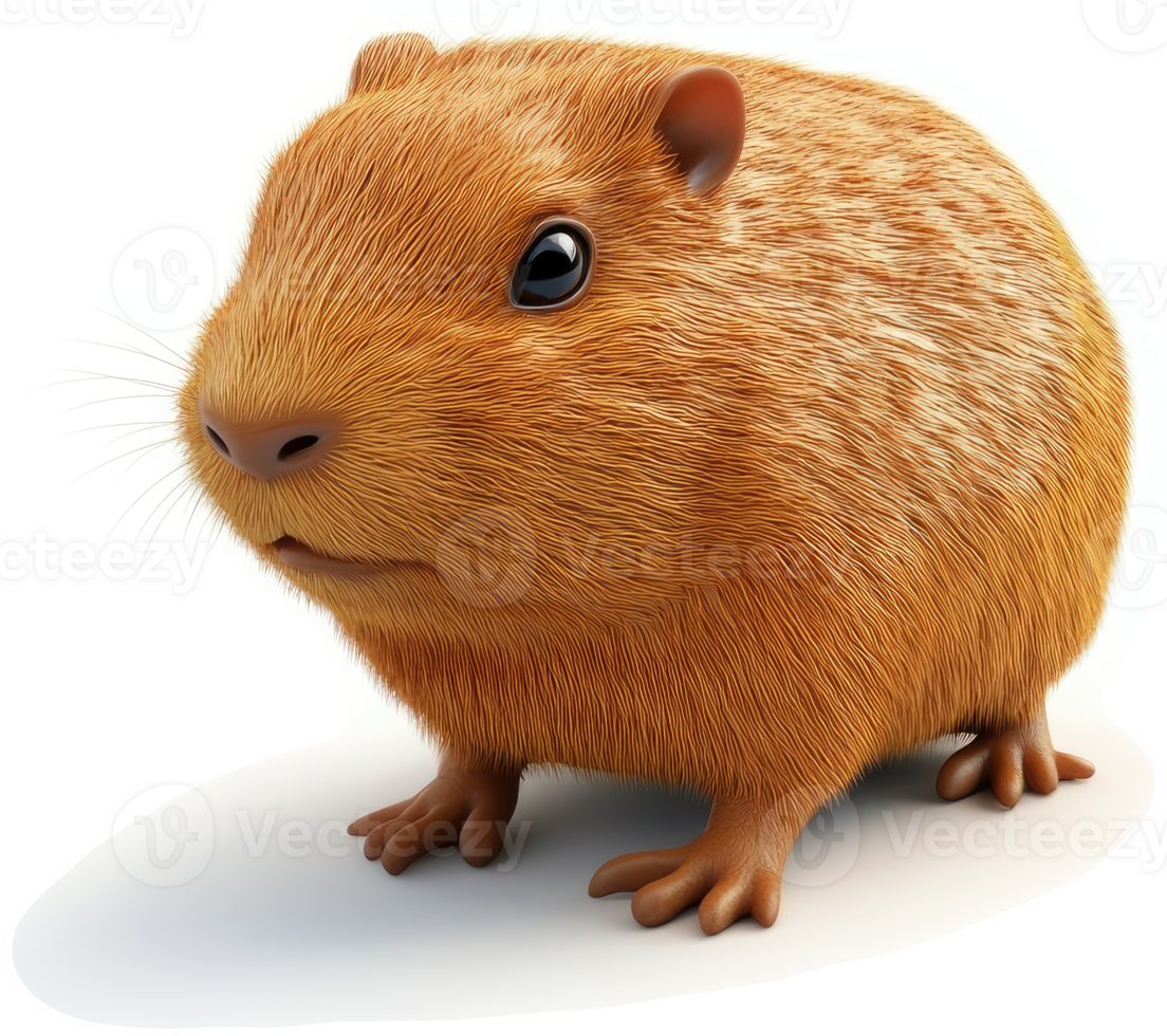 Close-up of a fluffy, orange guinea pig. png