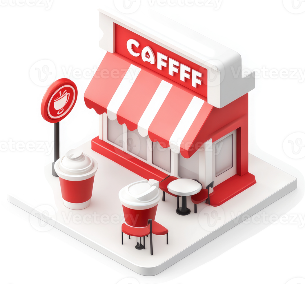 Charming cafe building with outdoor seating. png