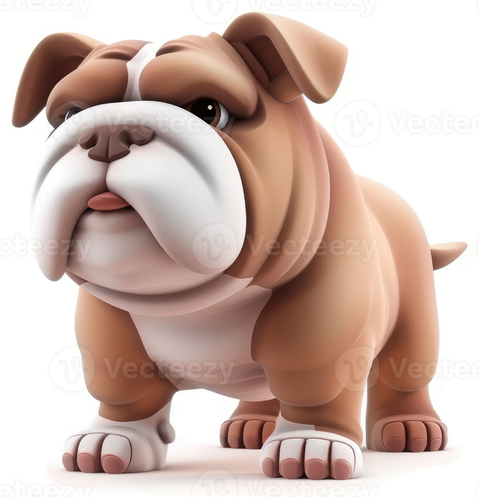 Cartoon illustration of a light brown bulldog. png