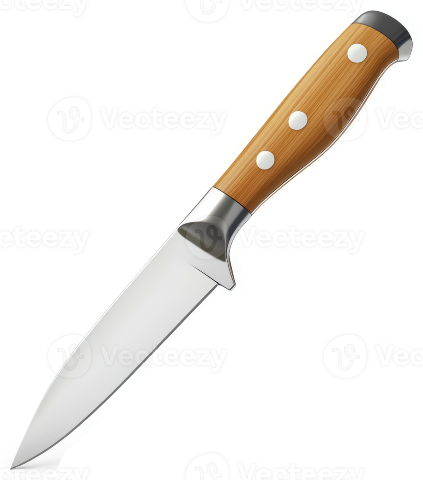 Sharp, modern paring knife with a bamboo handle. png