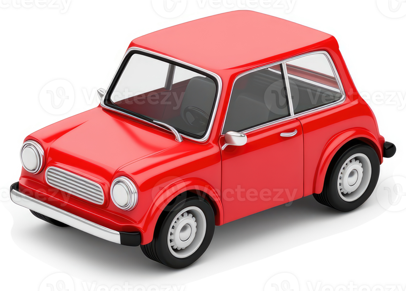 Retro red cartoon car illustration. png