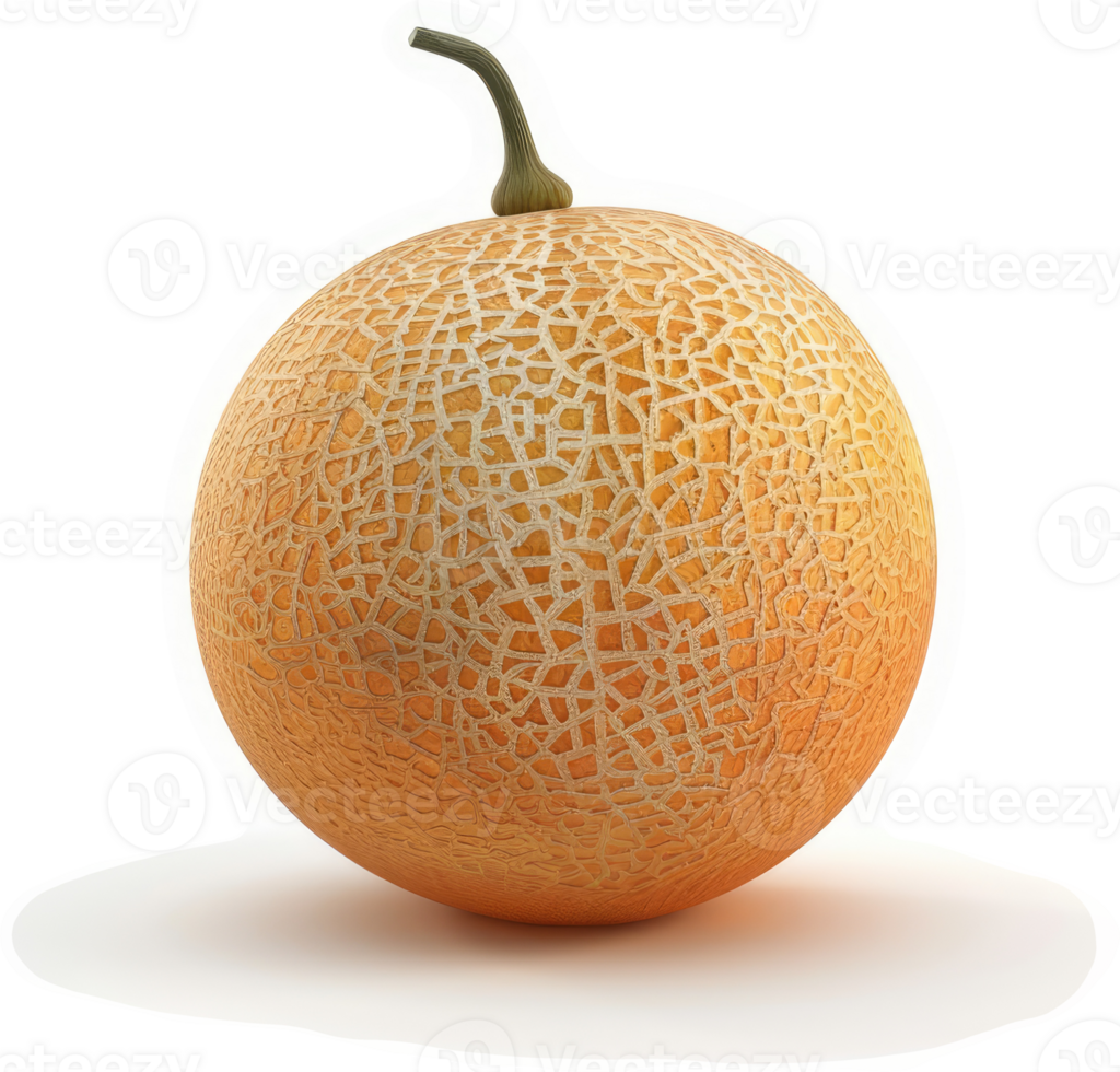 Fresh cantaloupe fruit, whole and isolated. png