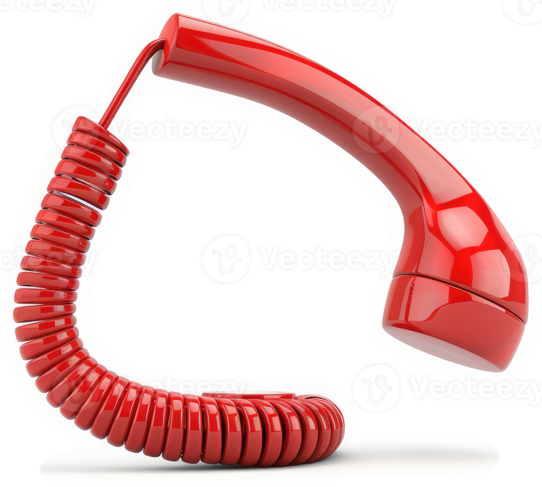 Red corded telephone handset illustration. png
