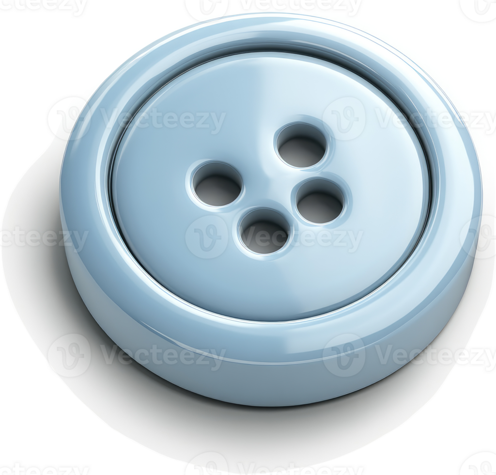 Light-blue, round, four-hole button. png