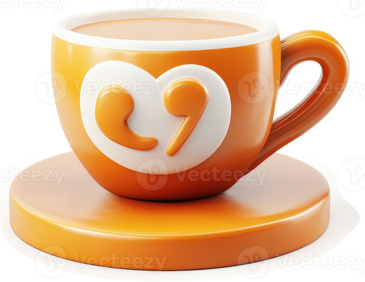 Orange coffee cup with quotation marks design. png