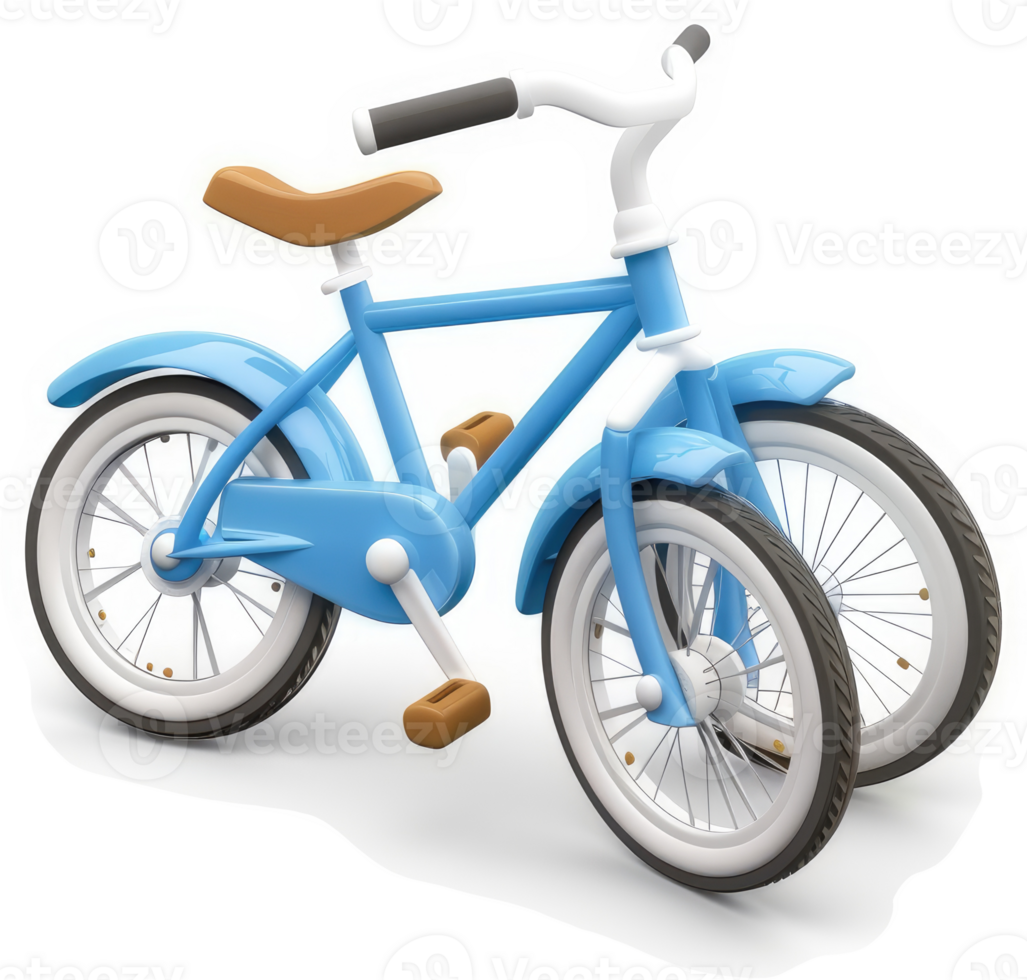 Child's light-blue tricycle, presented in 3D. png