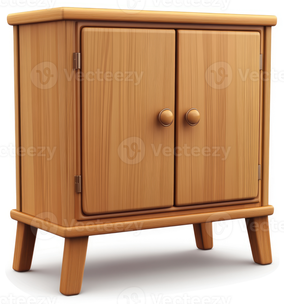 Wooden cabinet with two doors and simple legs. png