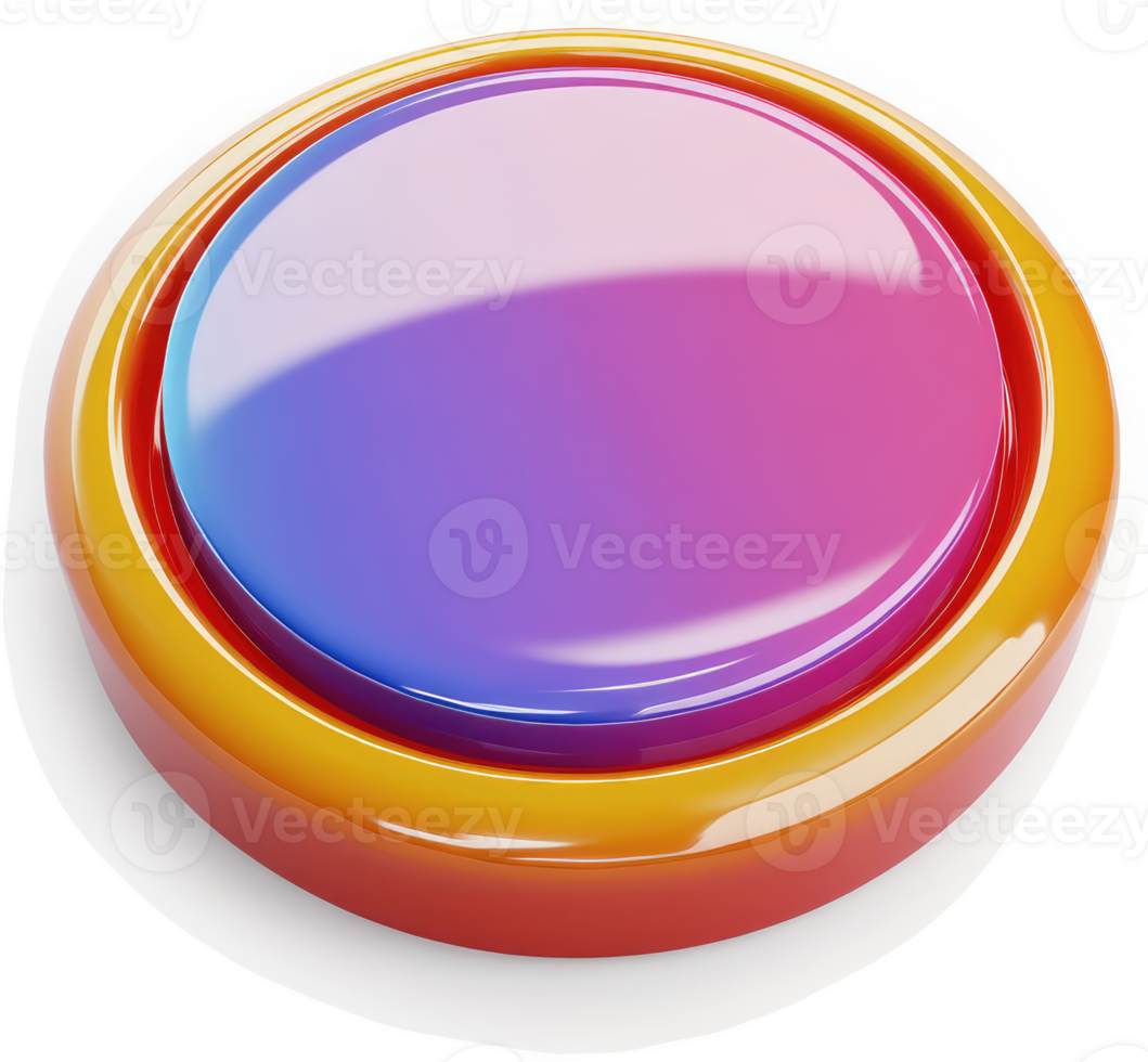 Vibrant, colorful, round button with gradient effect. png