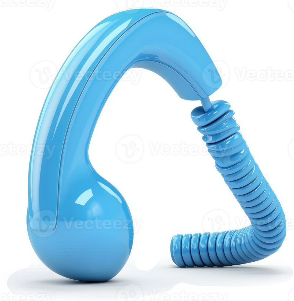 Retro-style blue corded telephone handset. png