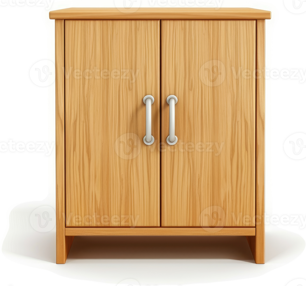 Light brown wooden cabinet with two doors. png
