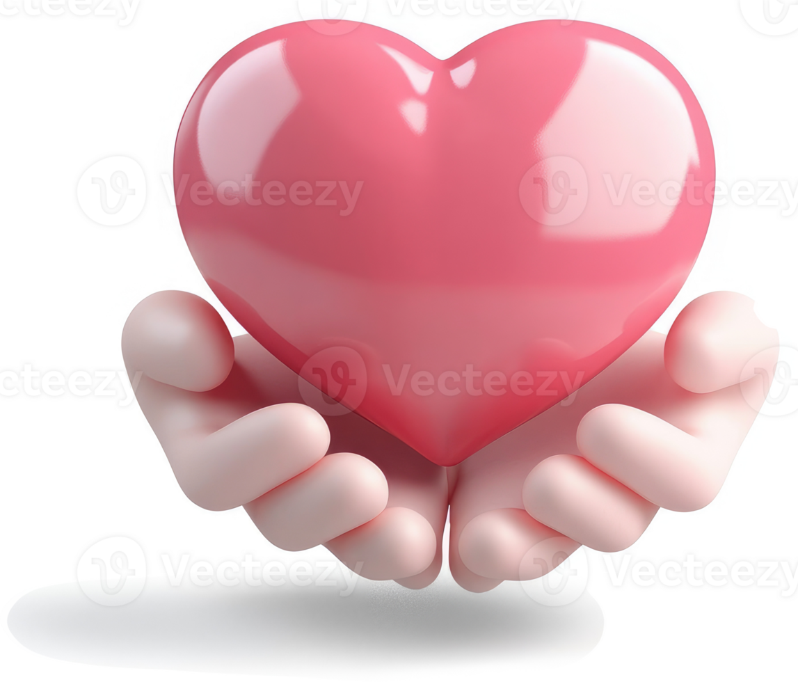 Affectionate hands hold a heart of love. png