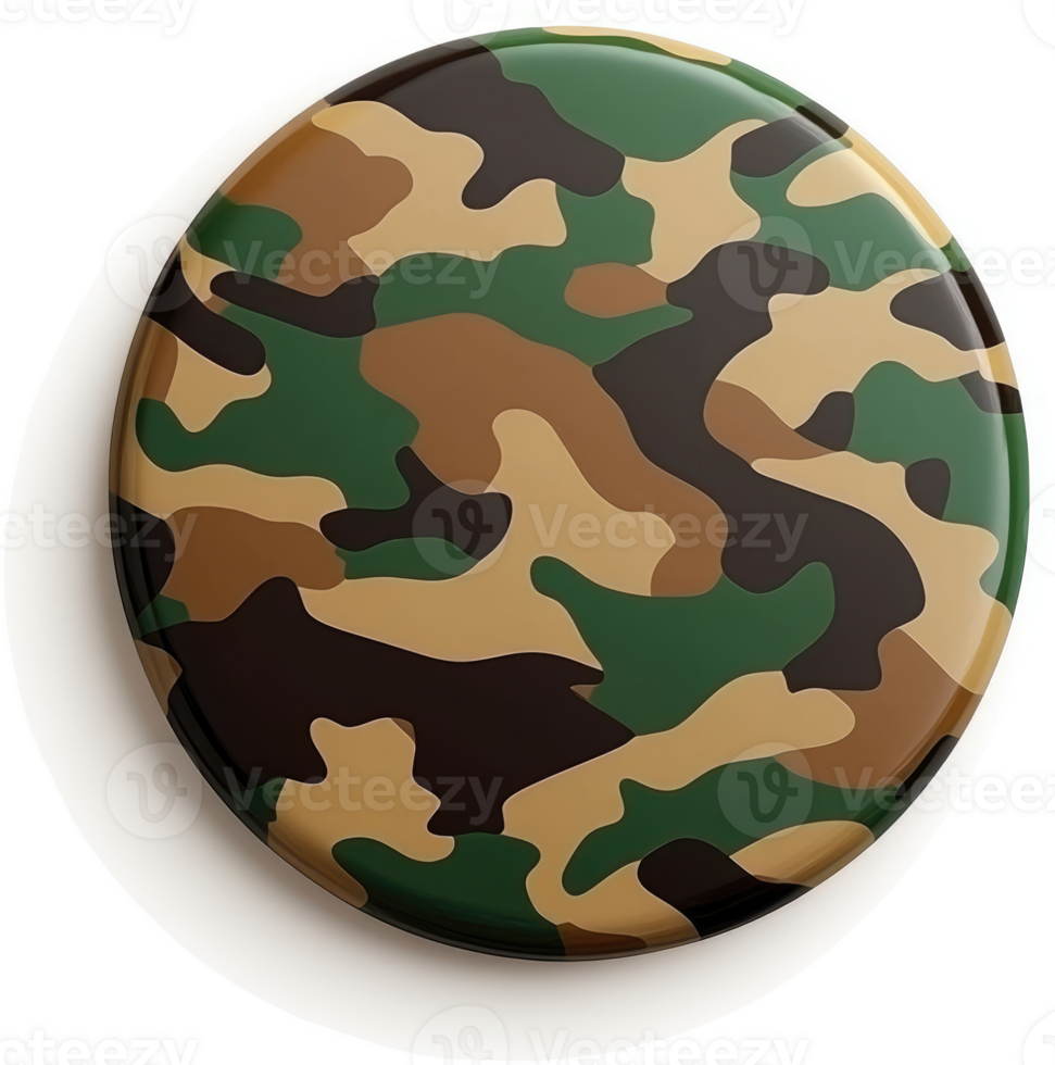 Circular camouflage pattern design in tan, brown, and green. png