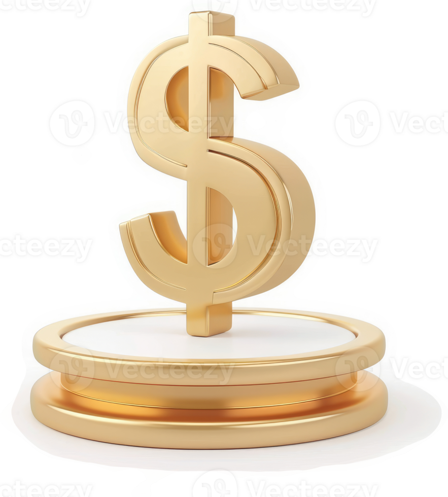Golden dollar sign on a double pedestal. png