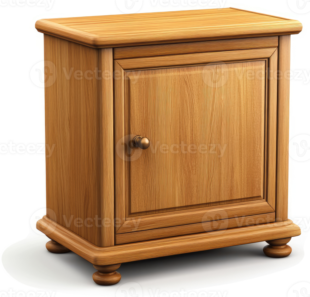 Light-colored wooden nightstand with a single door. png