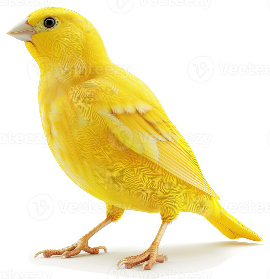 Vibrant yellow canary bird in profile view. png
