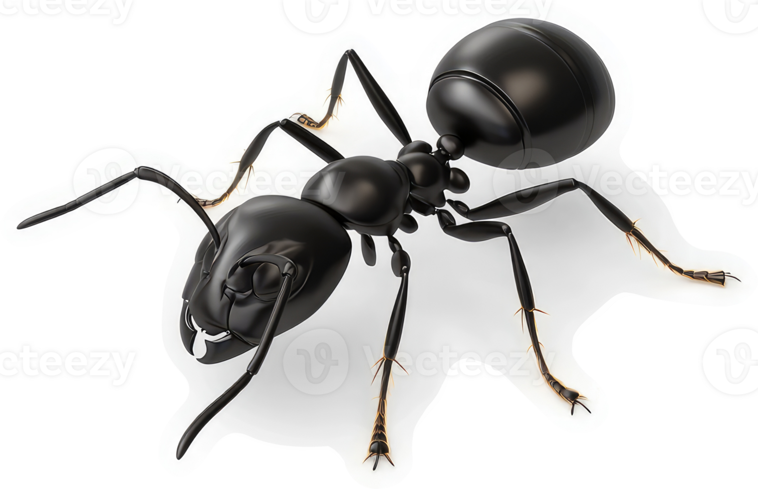Close-up view of a black carpenter ant. png