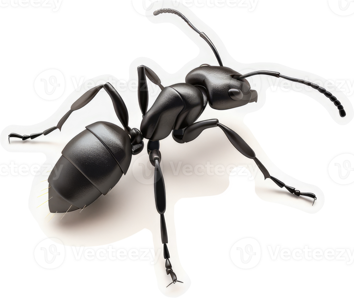 Close-up of a glossy black ant. png