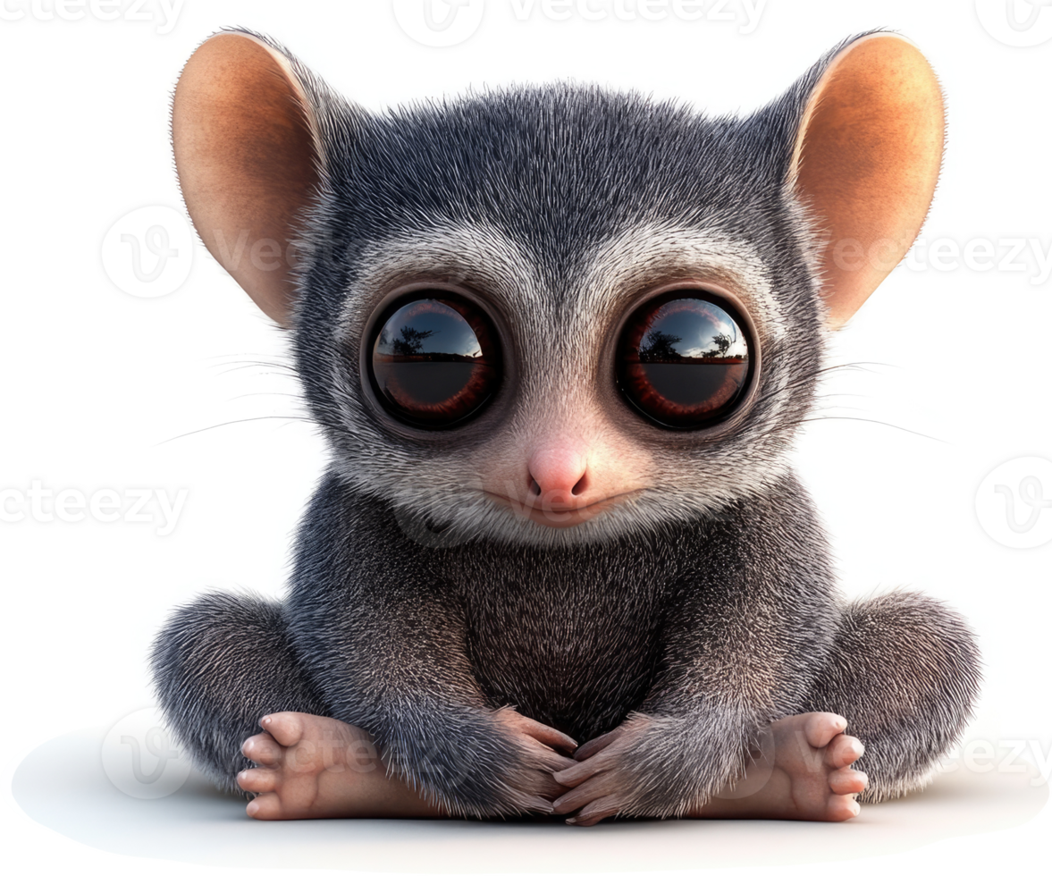 Cute lemur digital illustration. png