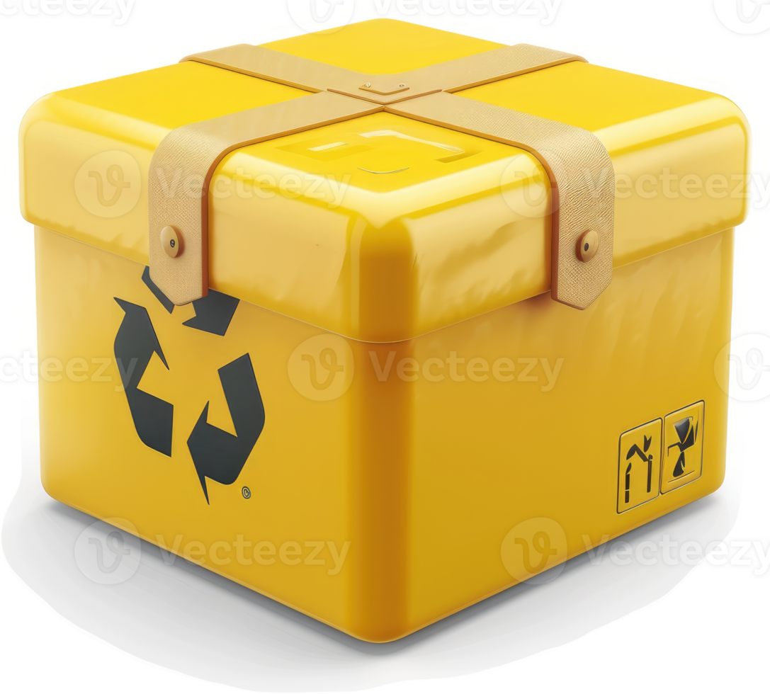 Recyclable yellow shipping crate for goods. png