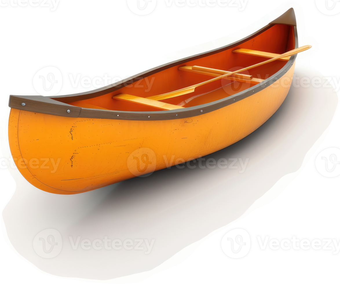 Orange canoe with paddles, ready for an adventure. png