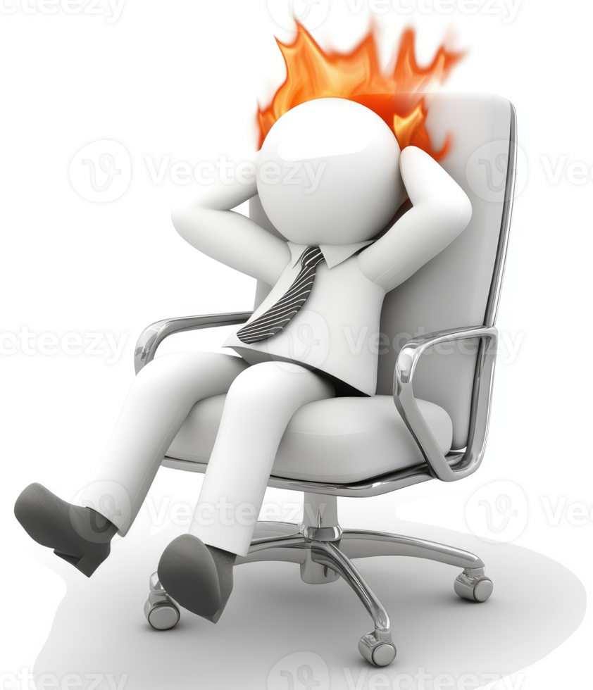 Relaxed executive experiencing intense stress. png